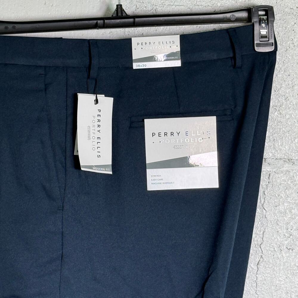 Perry Ellis Portfolio Men's Modern-Fit Twill Pants - Total Eclipe 38x30 $95